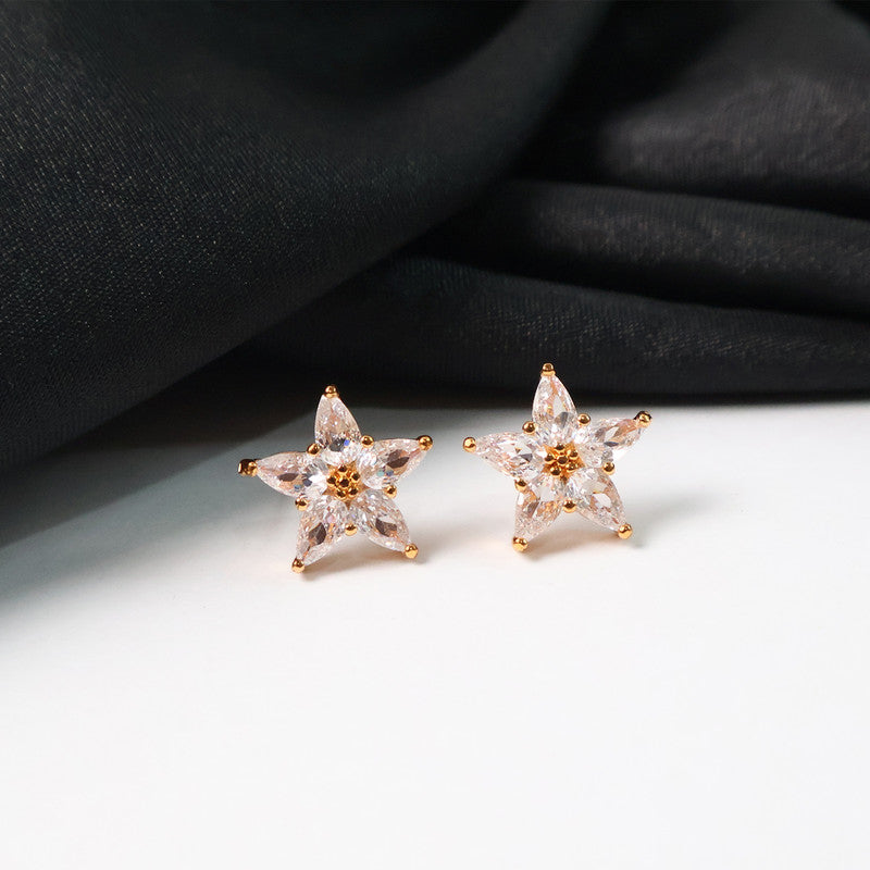 Sparkling Star-Shaped CZ Stone Stud Earrings for Women