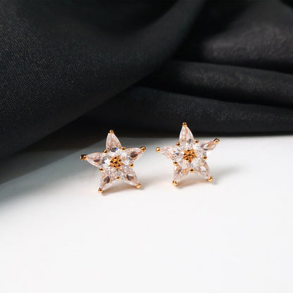 Sparkling Star-Shaped CZ Stone Stud Earrings for Women
