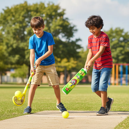 Combo of Light Weight Plastic Bat, Ball & Hockey for Kids, Boys, Indoor, Outdoor Play