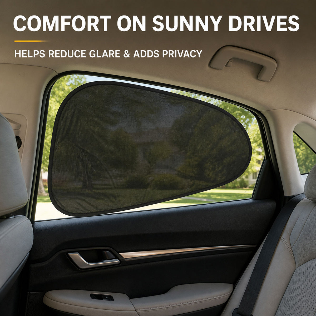 Car Side Window Sun Shade Mesh Cover for UV Protection and Privacy (2 Pc)