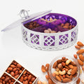Silver Dry Fruit Box – 4-Section Round Multipurpose Gift | Tidy Table