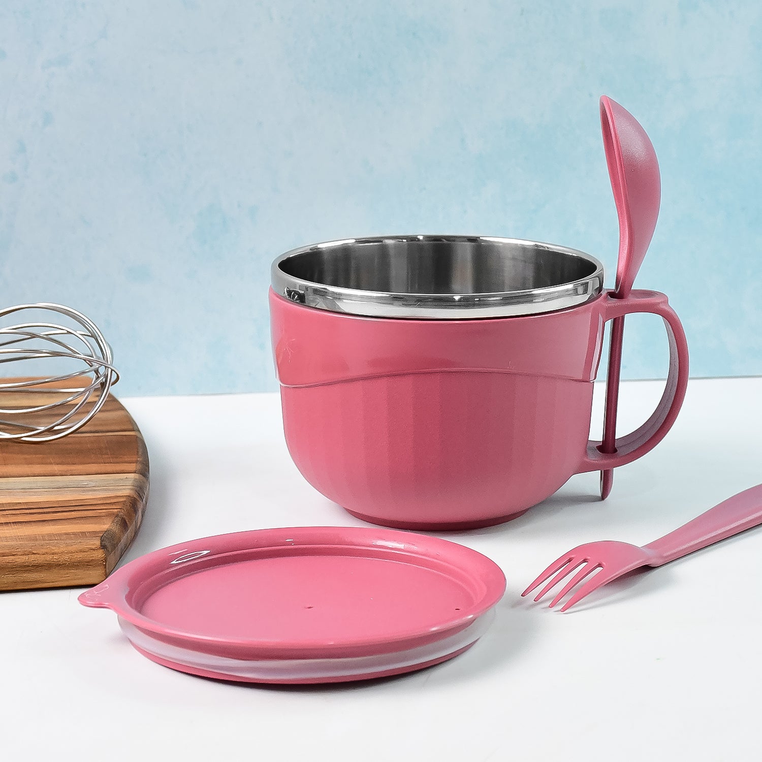 Apex Premium 700 ML Multipurpose Noodle Bowl with Handle, Lid and Fork