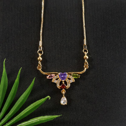Elegant Multicolor Crystal Flower Pendant Necklace