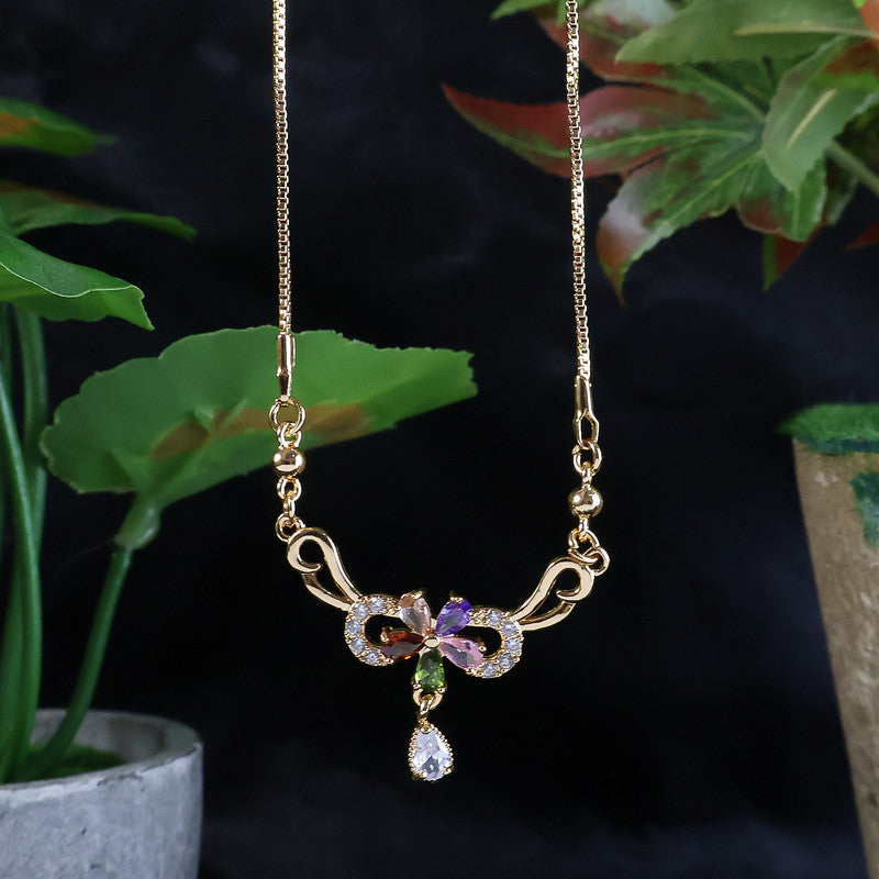 Stylish Multicolor Floral Pendant Necklace for Women