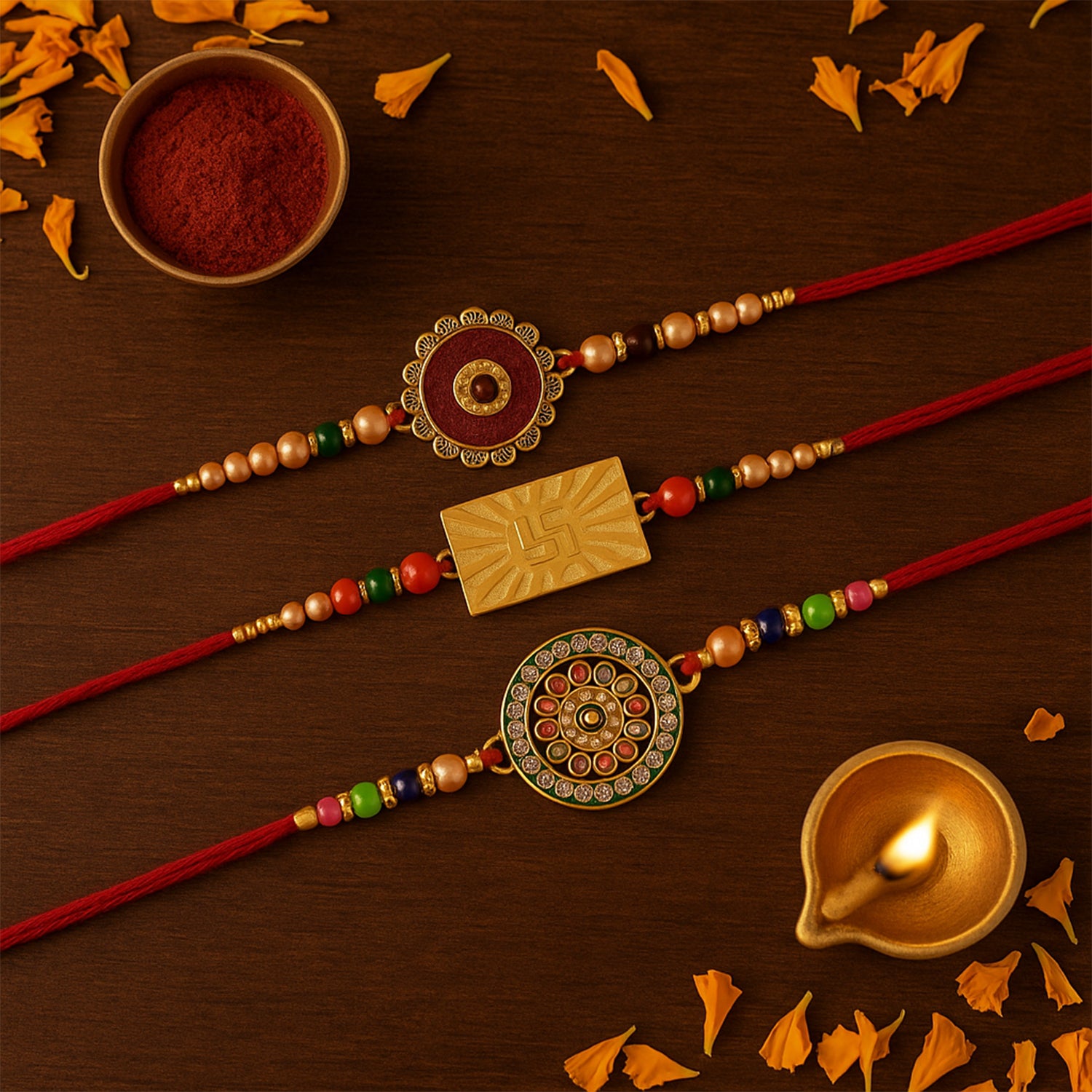 Premium Gold Rakhi Gift Box – Includes Random Rakhi for a Royal Celebration (1pc / Random Rakhi)