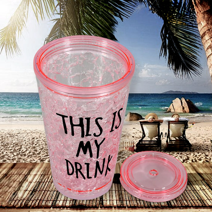 Plastic Creative Cold Drink Cup, Reusable Tea Coffee Tumbler with Lid and Straw, Double Wall Plastic Drinking Sport Bottle, Travel Tumbler