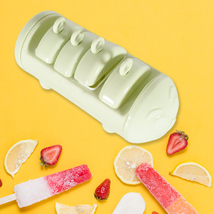 CARTOON SHAPE MOLD ICE CANDY, POPSICLE MOLD ICE, PLASTIC ICE CANDY MAKER KULFI MAKER MOLDS SET WITH 4 CUPS (1 PC / MULTICOLOR)
