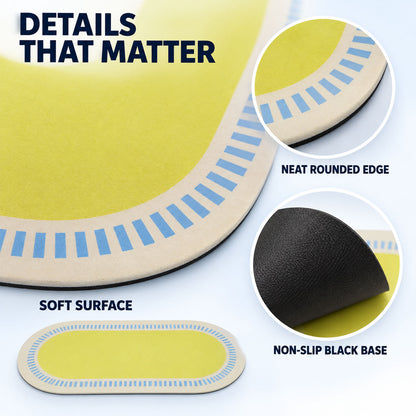 Striped Border Oval Shower Mat, Bright Quick Dry Bathroom Rug (1 Pc, 60x40 Cm)
