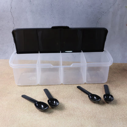 Kitchen Multipurpose Air-tight 4 Sections Storage Containers / Masala Box (1 Set)