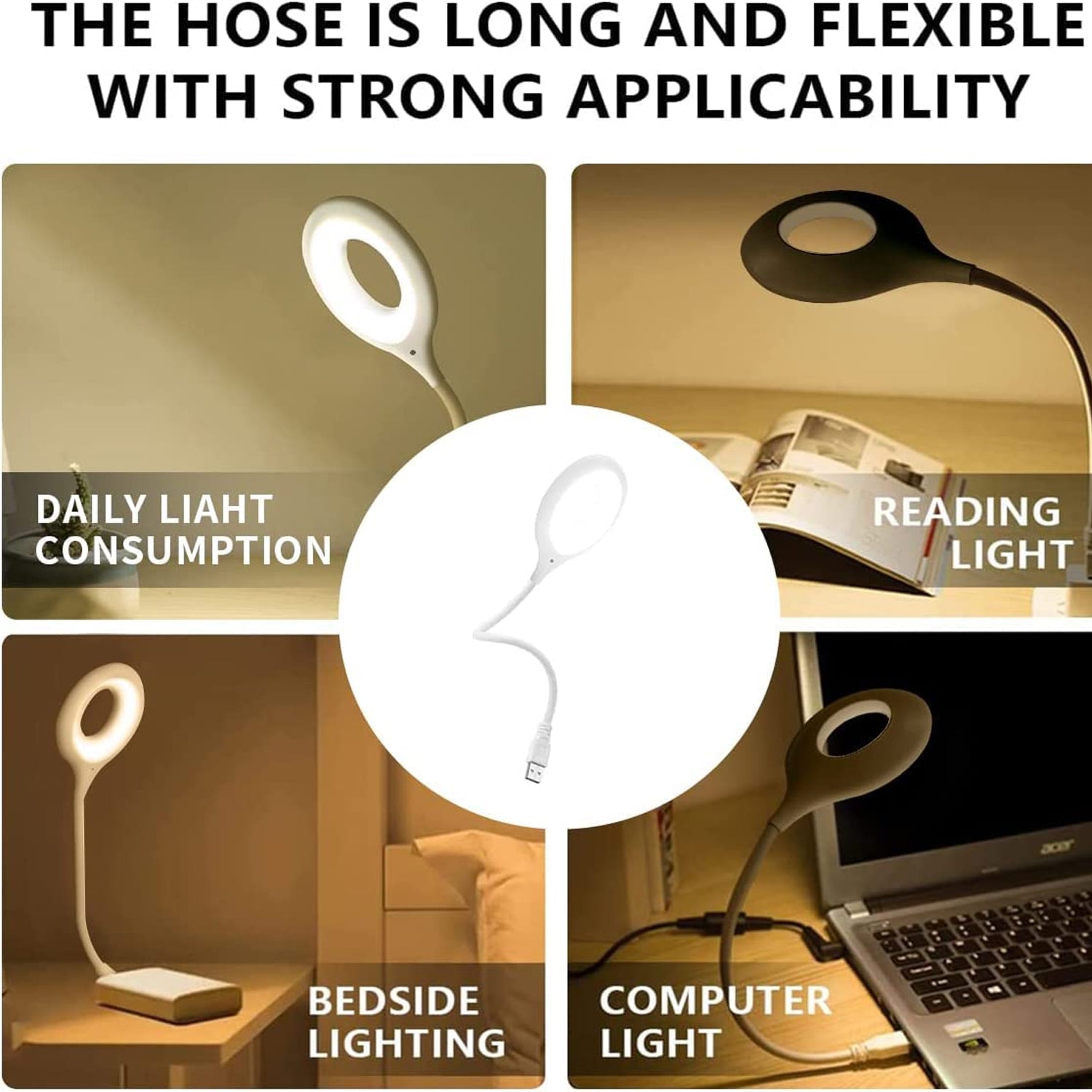 लैपटॉप के लिए LED USB लाइट, बेडरूम के लिए 16 LED नाइट लाइट, लचीली गर्दन के साथ हल्के छोटे LED रीडिंग लाइट लैंप, घर, यात्रा, अध्ययन, कार्यालय के लिए डेस्क लाइट (1 पीस)
