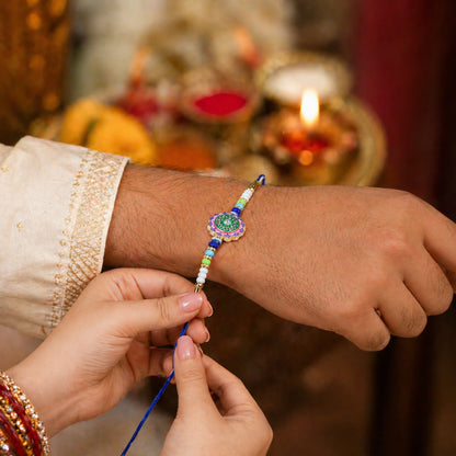 Traditional Rakhi with Floral Design and Beads