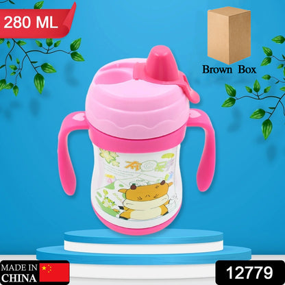 Vacuum Stainless Steel Water Bottle With Carry Handle & Straw Fridge Water Bottle Double Wall, Leak Proof, Rust Proof, Cold &amp; Hot | Leak Proof | Office Bottle | Gym | Home | Kitchen | Hiking | Trekking | Travel Bottle, Tumbler (280 ML)