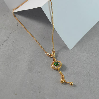 Emerald Green Crystal Pendant Necklace for Women