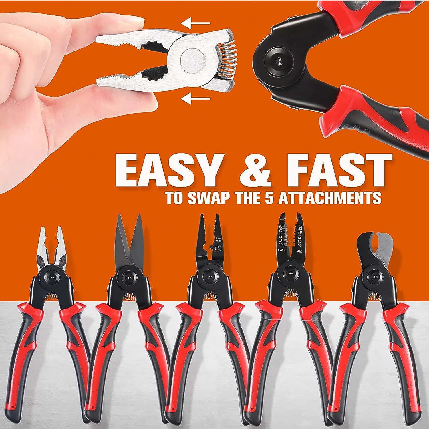 5 in 1 Wire Stripper Pliers Set  Soft Grip, Anti-Slip, Alloy Steel, Cutting & Stripping