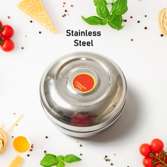 3346 Multi-Purpose Stainless Steel Round Shape Tiffin Box - Small Gift For Baby Girl And Baby Boy For Office, School / Tuition / Picnic (big)