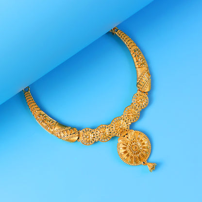 Premium Round Emblem Choker Necklace Set – Stylish Traditional Jewellery for Festive Glam