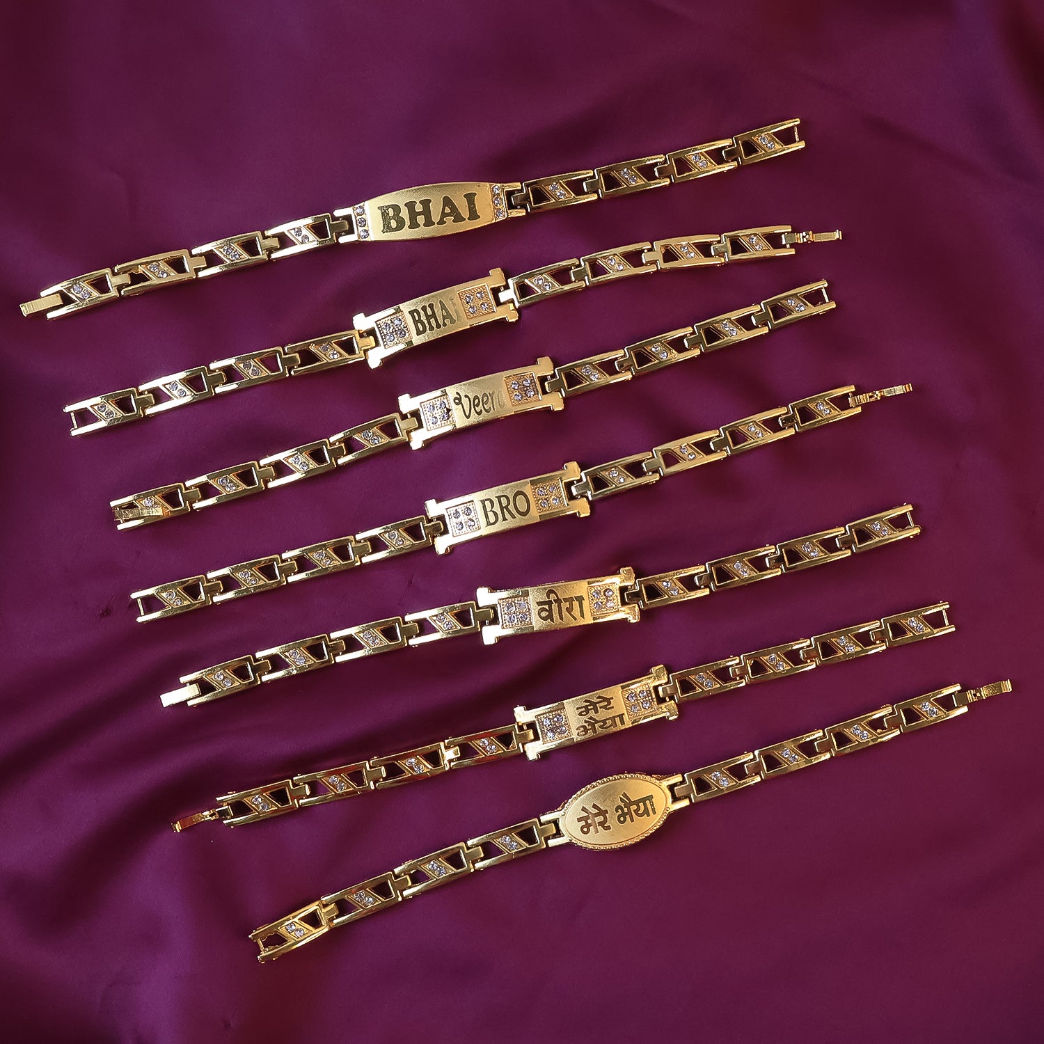 Metal Rakhi Bracelet for Brother Chain Rakhi With Wording (Mix Design /1 Pc)