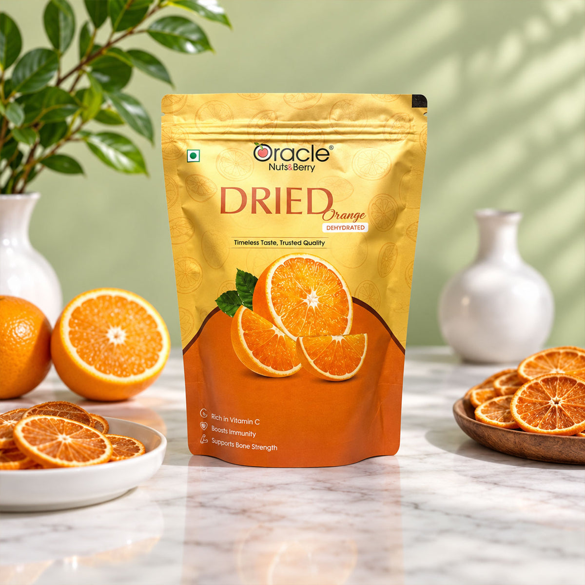 Dried Orange Slices Premium Tangy Dehydrated Fruit with Real Citrus Flavour (250g)