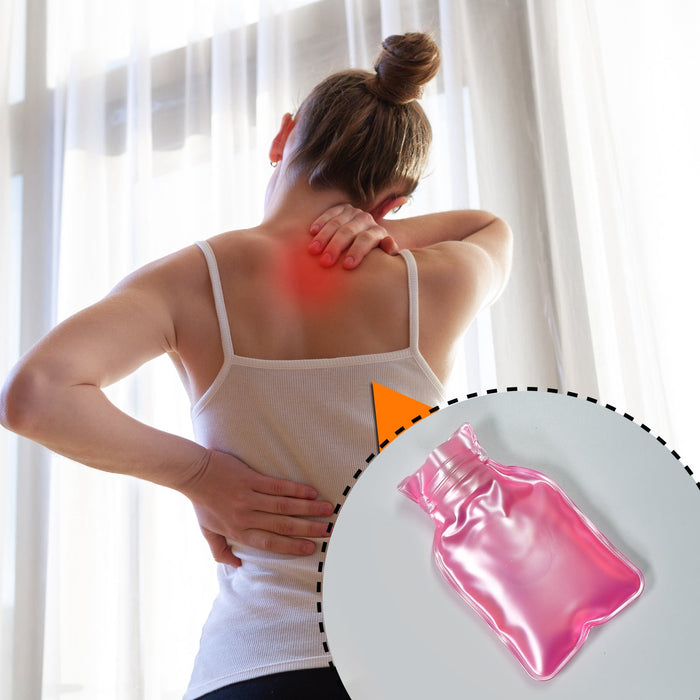 6533 Simple Pink small Hot Water Bag with Cover for Pain Relief, Neck, Shoulder Pain and Hand, Feet Warmer, Menstrual Cramps.
