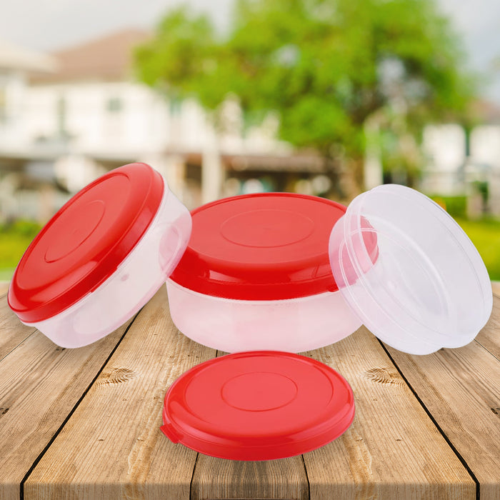 Heavy Plastic Material Stackable & Reusable Classic Round Plastic Big Storage Container Box For Kitchen & Home Organization (PACK OF 3)