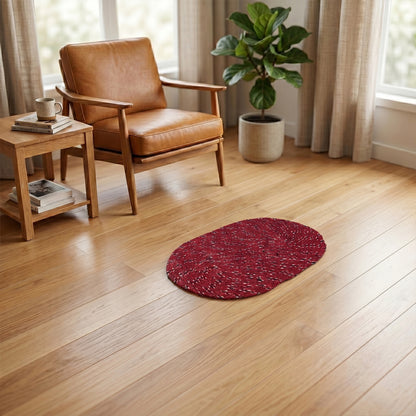 Red Oval Mat in Room Setting