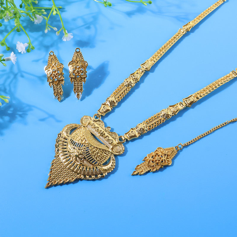 Royal Antique Heritage Necklace Set – Grand Temple-Inspired Pendant for Wedding & Festive Looks