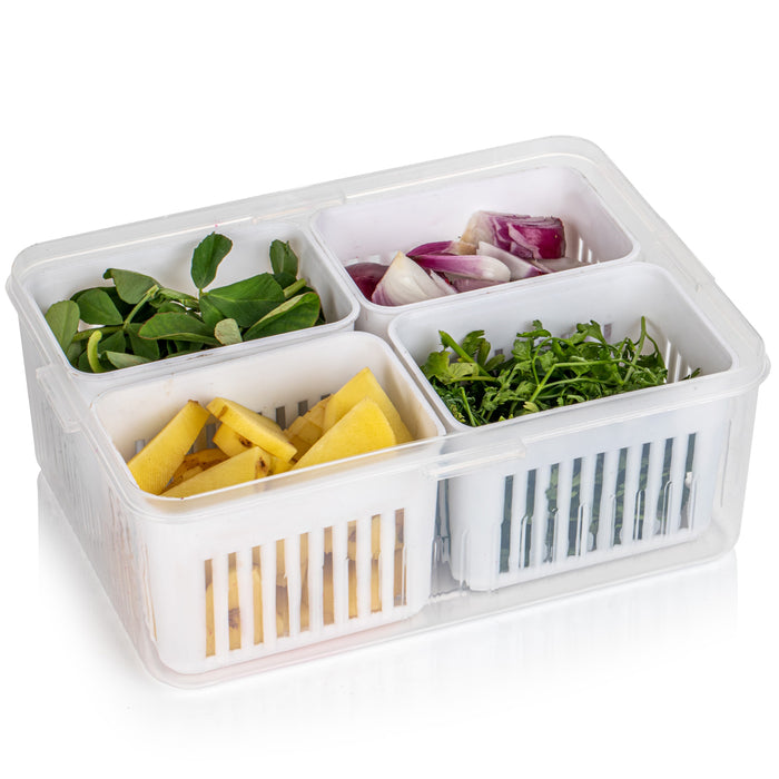 Fridge Storage Boxes Freezer Storage Containers, Container for Kitchen Storage Set, Storage in Kitchen, Vegetable Storage, Draining Crisper Refrigerator Food Box (1 Pc)