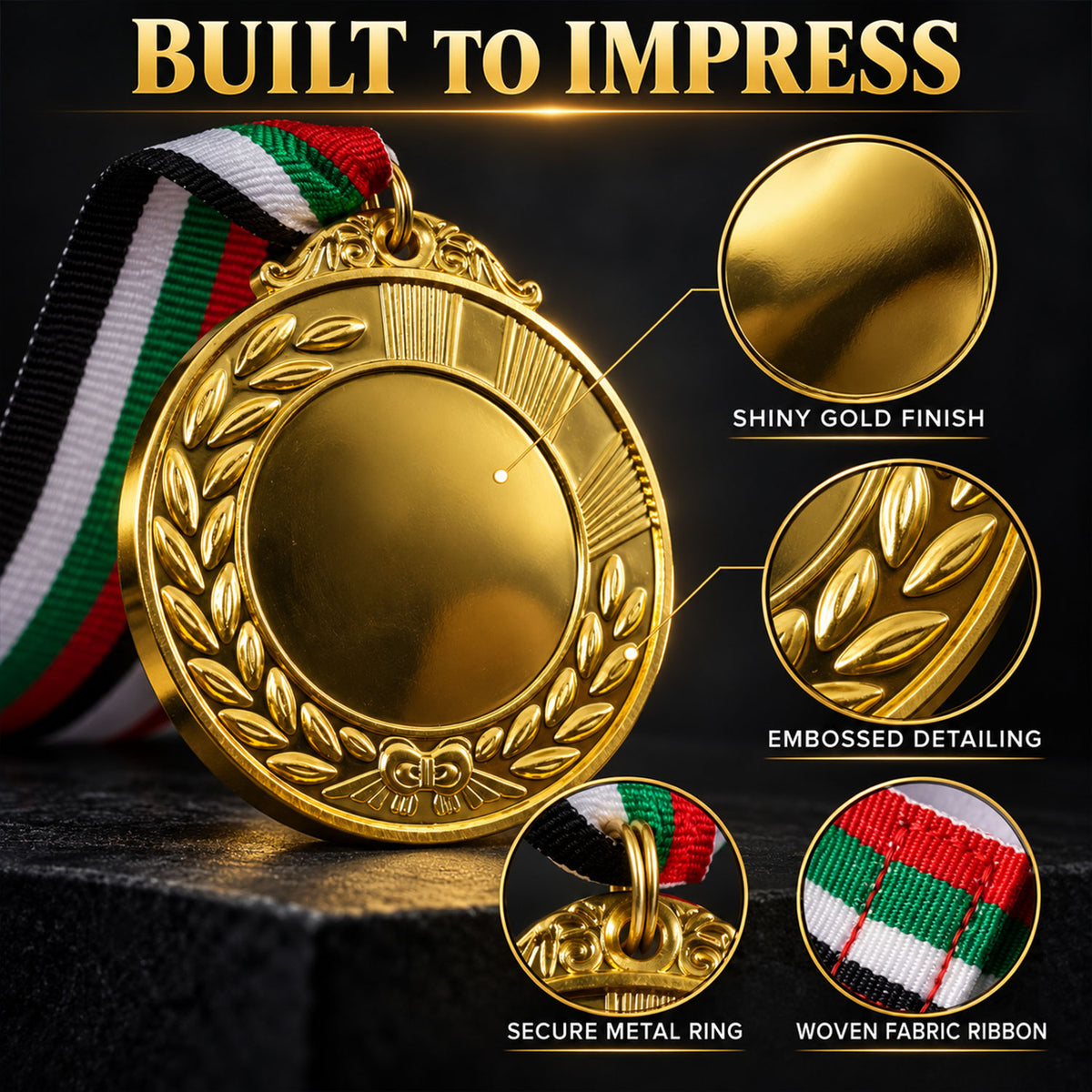Gold Medal Gift with Tricolor Ribbon for Achievers, Kids and Winners (1 Pc)