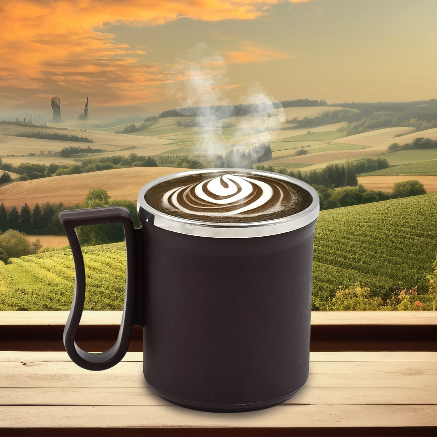 Customize Coffee Mug with Lid Steel Mug (Random Color, Approx 200 ML)