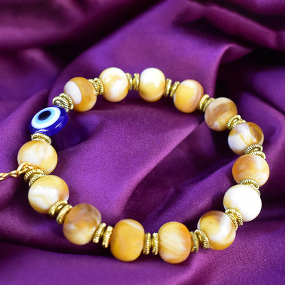 Evil Eye  Lucky Charm Yellow Crystal Stretch Bracelet