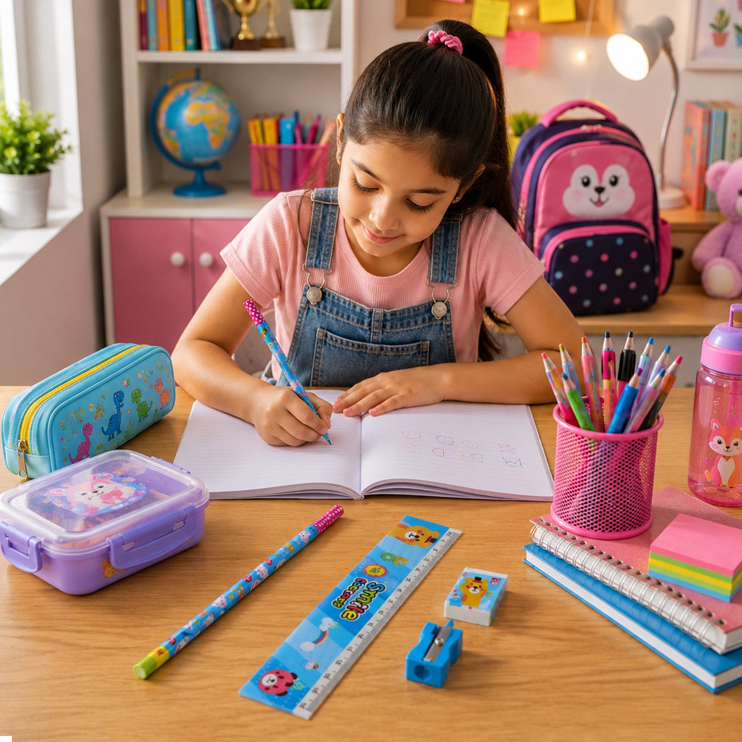 Cartoon Wooden Pencil Set – 5-in-1 Kids Stationery | Writezo