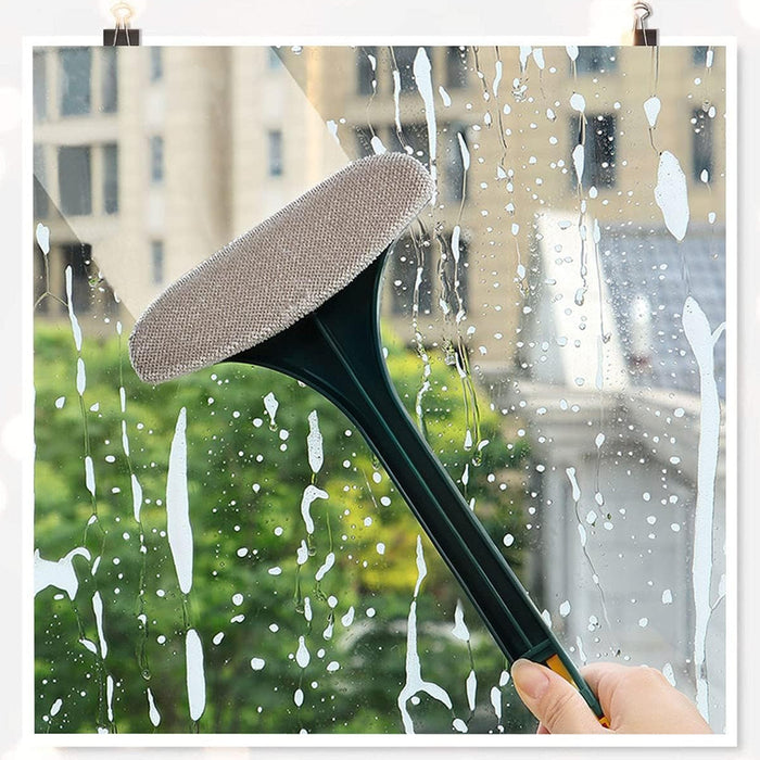 MAAUVTOR 2 in 1 Window Cleaner Brush Glass Cleaning Scraper, Mesh