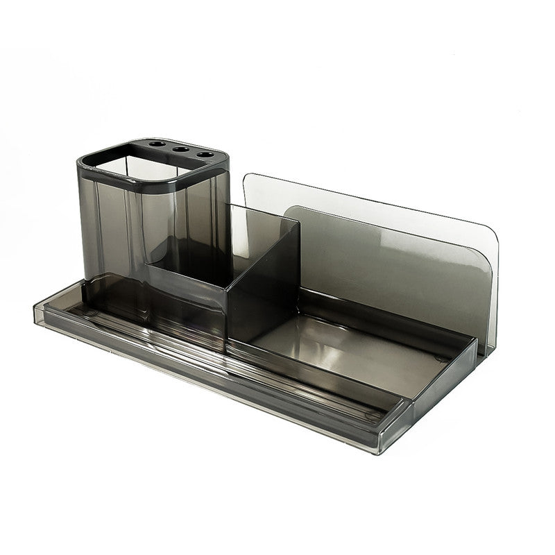 Khyati Desk Organizer – Elegant Smoke Grey Multi-Compartment Stationery Holder
