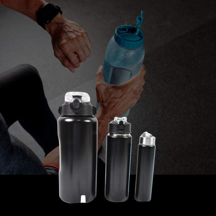 Customized / Personalized 3 In 1 Stainless Steel Insulated Water Bottle, Double Wall Vacuum (3 Pcs Set / Different Size)