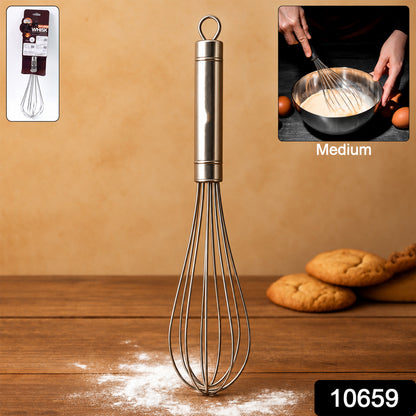 Stainless Steel Hand Whisk – Durable Medium Size with Ergonomic Handle
