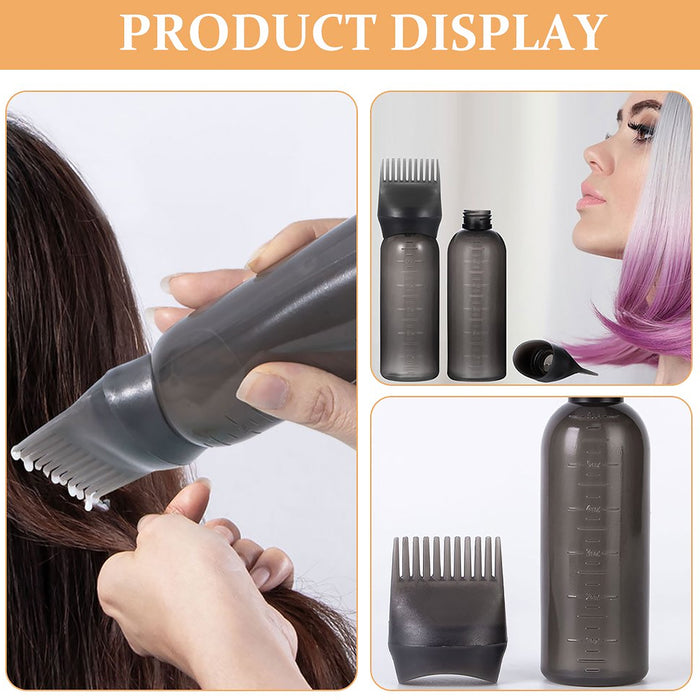 12832 Comb Applicator Bottle, Hair Oil Applicator Bottle for Hair Dye Bottle Applicator Brush with Graduated Scale, Professional Brush Applicator Comb Hairdressing Coloring Styling Tool (1 Pc)