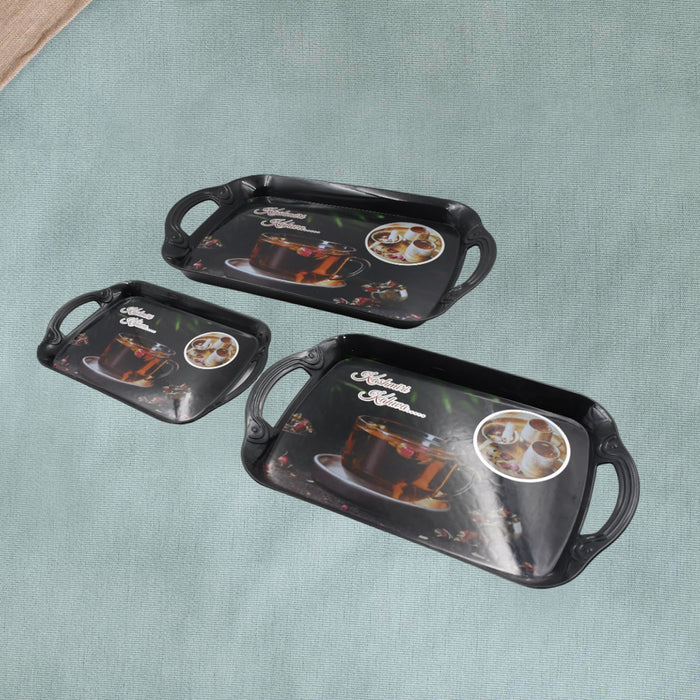 સર્વિંગ ટ્રે સેટ (3 પીસીનું પેક) (નાનું, મધ્યમ, મોટું) (બહુ રંગીન)