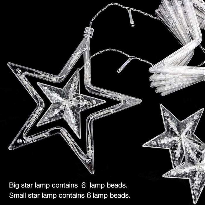 1253 12 Stars Curtain String Lights, Window Curtain Lights with 8 Flashing Modes Decoration for Festivals-11