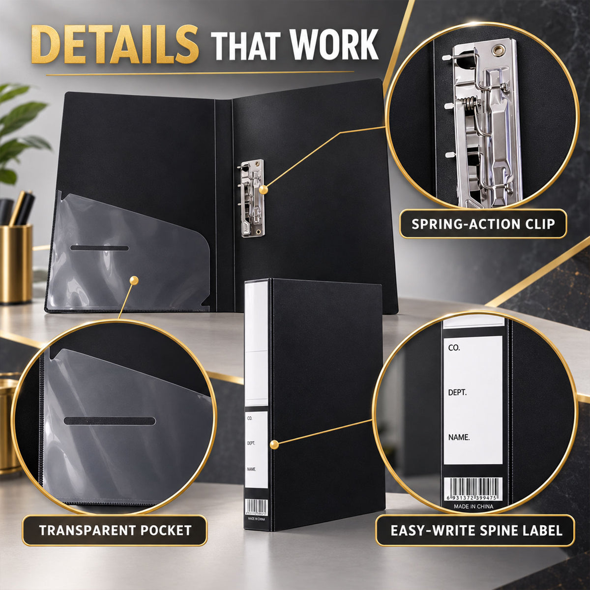 Clip Document Folder – Secure, Foldable A4 Organizer for Office