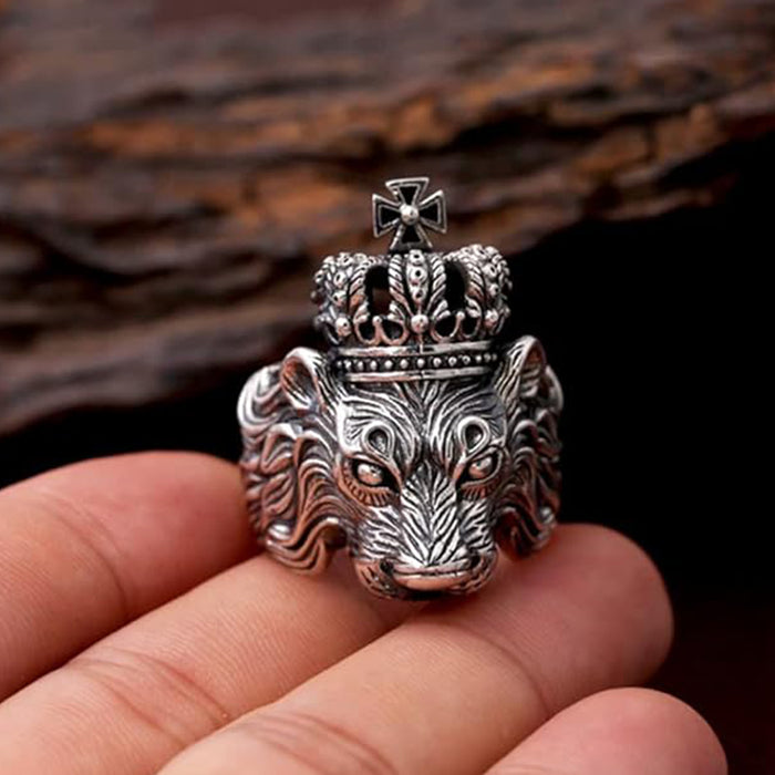 Silver Lion Head Ring