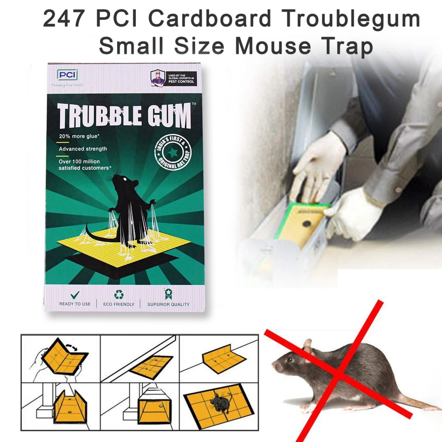 PCI Cardboard Troublegum Small Size Mouse Trap-1pc