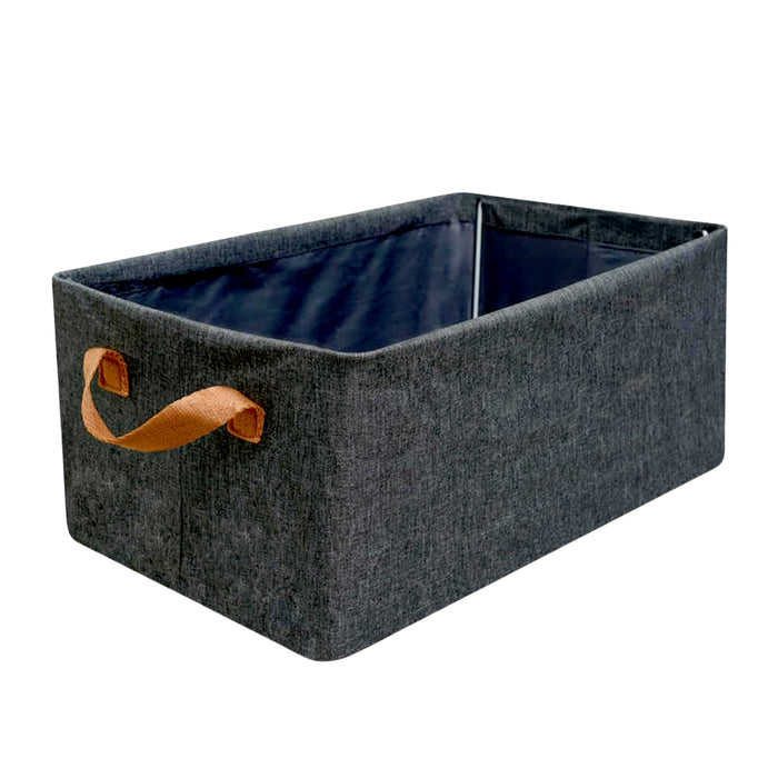 FOLDABLE STORAGE BOX WITH LID AND HANDLES, COTTON AND LINEN STORAGE BINS AND BASKETS ORGANIZER FOR NURSERY, CLOSET, BEDROOM, HOME (45 Cm)