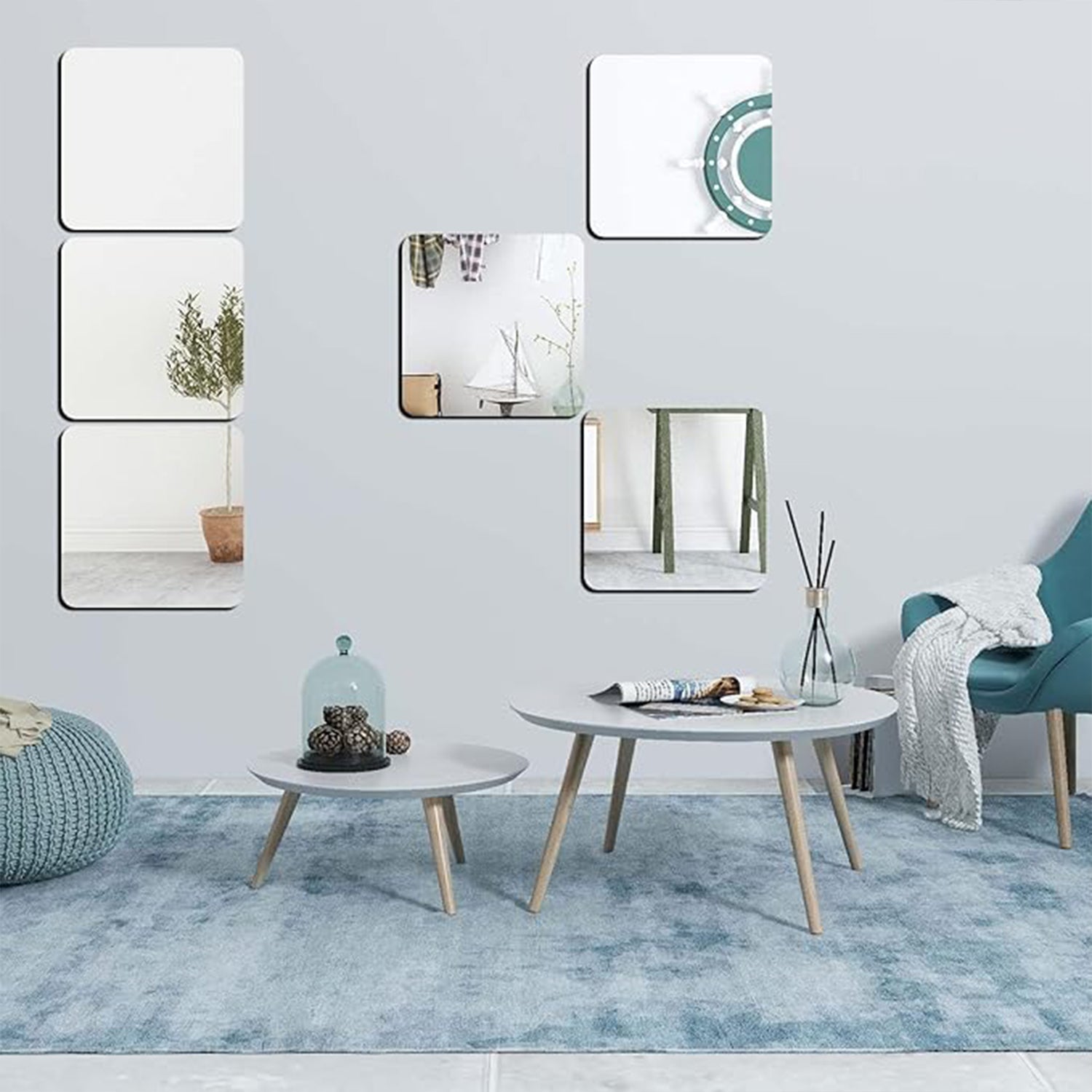 Flexible Acrylic Mirror Set (30x30 cm & 10 Pcs Set)