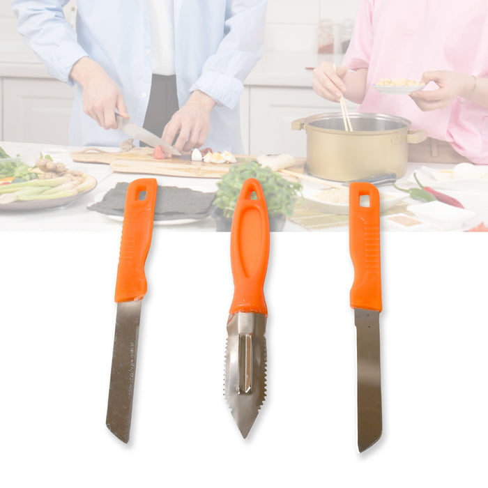 3in1 Multipurpose Stainless Steel Classic Kitchen Knife Set of 3 for Fruits and Vegetable Chopping / Cutting / Peeling, Kitchen Knife / Vegetable Peeler / Plain Knife