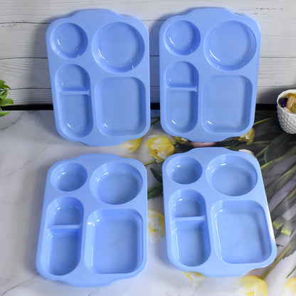 Unbreakable Plastic Food Plates / Biodegradable 5 Compartment Square Plate for Food