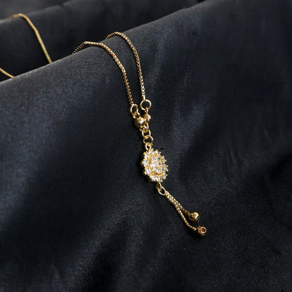 Gold-Plated Sparkling Floral Pendant Necklace for Women