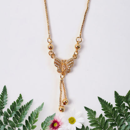 Butterfly Drop Pendant Necklace – Elegant Gold-Plated Chain for Women