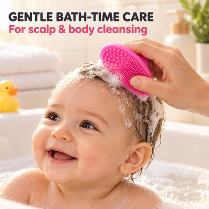 Small Silicone Face Scrubber with Grip Knob, Soft Face and Scalp Brush (1 Pc)