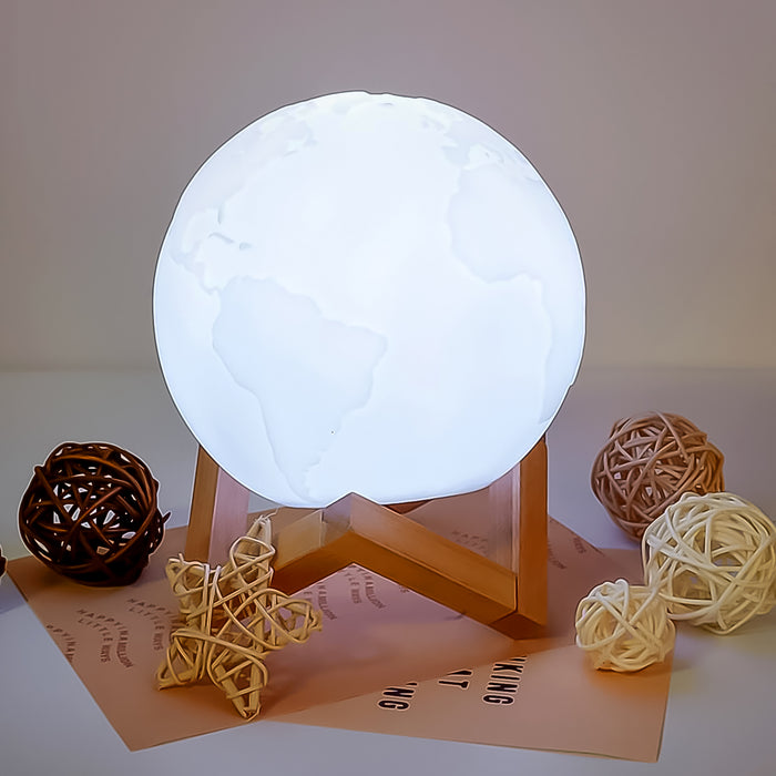 3D Moon Night Lamp with Stand (Color Box /  White & Yellow Light / 1 Pc)