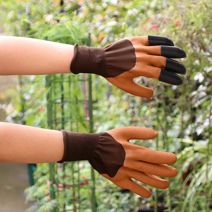 Garden Farming Gloves With Hand Fingertips & Plastic Claws (1 Pair)